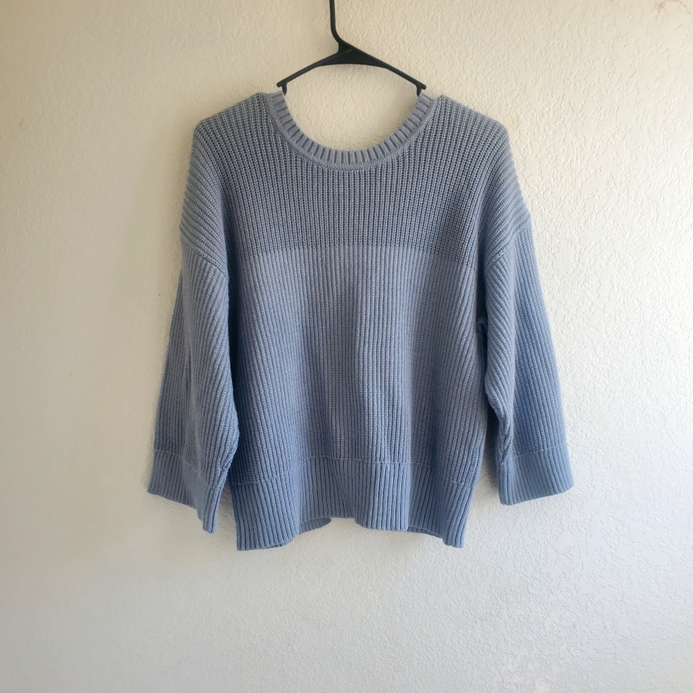 Cabi Blue Sweater Small Full Back Zip Fall Winter Spring Comfy